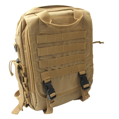 14 inch Tactical Cool Portable Dual Layered Leisure Laptop Notebook Bag with Shoulder Strap (Yellowish Brown)